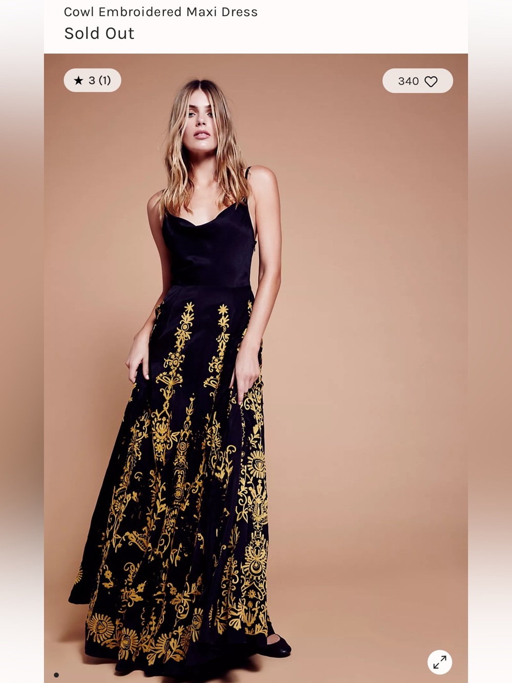 Free People Black Maxi Dress with Gold Embroidery - Picture 5 of 5